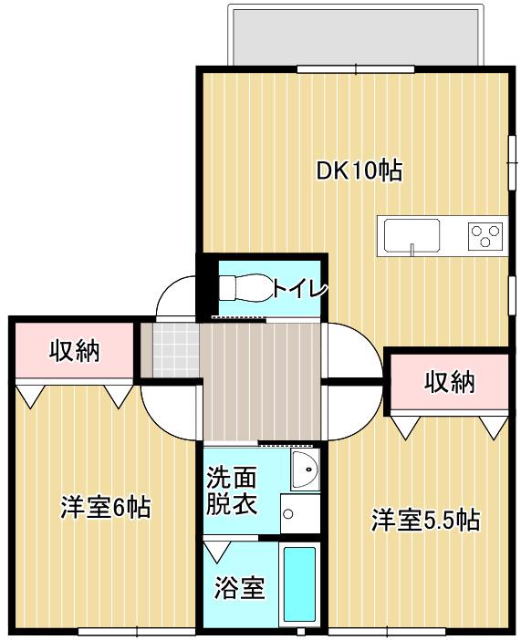 サンビレッジコスモス A(2LDK/2階)の間取り写真
