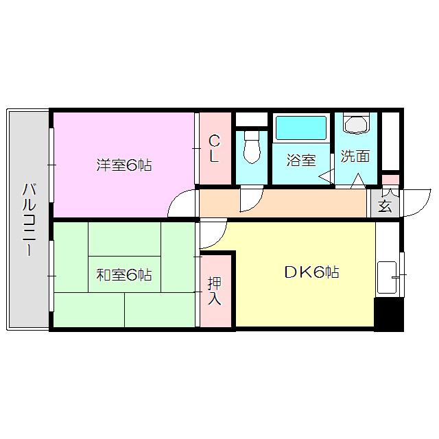 フローライト豊里1(2DK/4階)の間取り写真