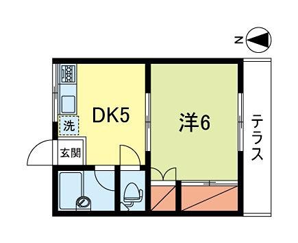 まどか荘(1DK/1階)の間取り写真