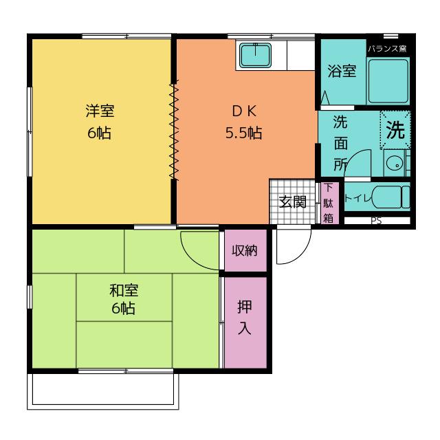 西根ハイツII(2DK/2階)の間取り写真