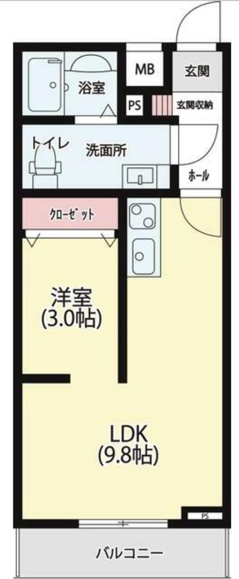 MARUSHO国府多賀城(1LDK/3階)の間取り写真