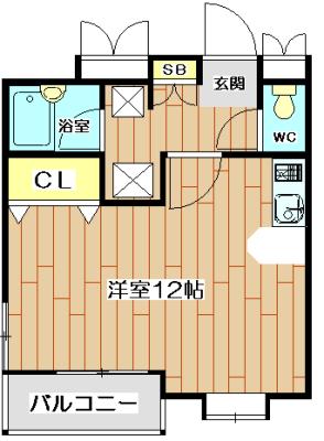 パラッツォ(ワンルーム/3階)の間取り写真