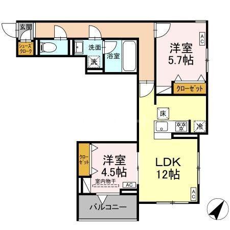 セレスティア東尾久II(2LDK/1階)の間取り写真
