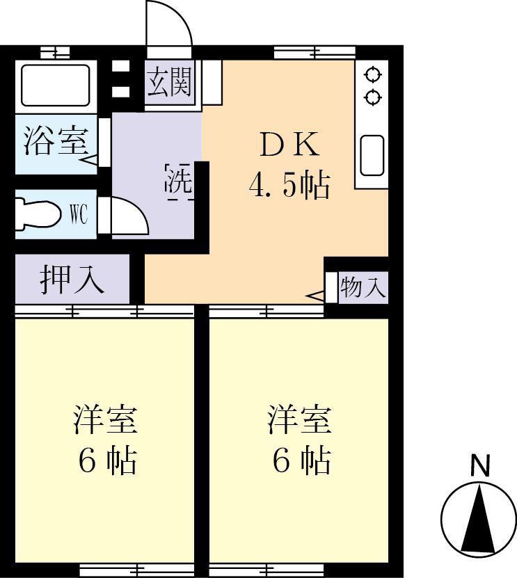 サンシティー守谷B(2DK/2階)の間取り写真