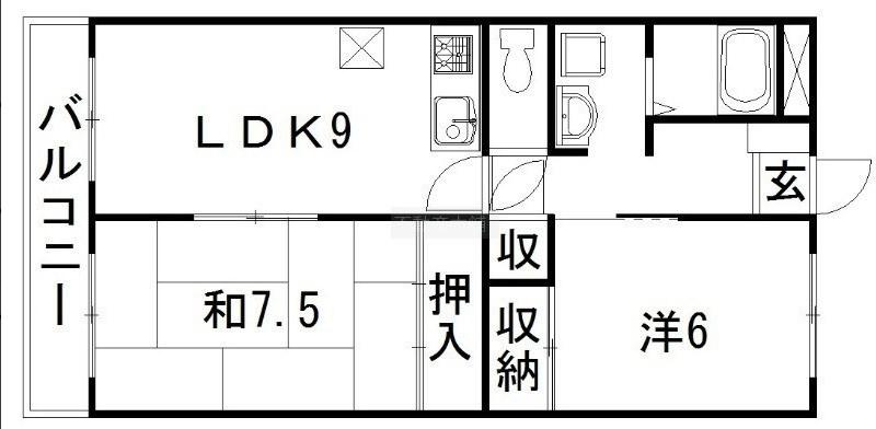 ハーモニー和合I(2LDK/4階)の間取り写真