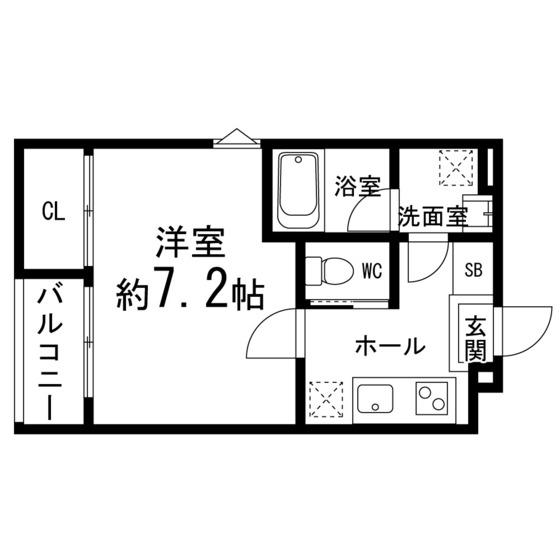 GENTLY長町(1K/2階)の間取り写真