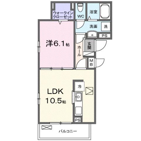 ラヴィエールII(1LDK/1階)の間取り写真