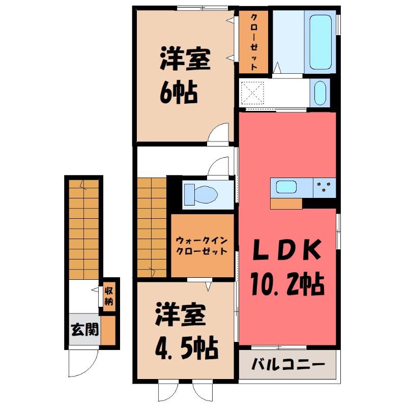 ヴァンヴェール(2LDK/2階)の間取り写真