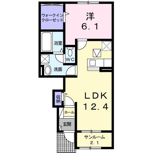 OJ.ヴィーナス(1LDK/1階)の間取り写真