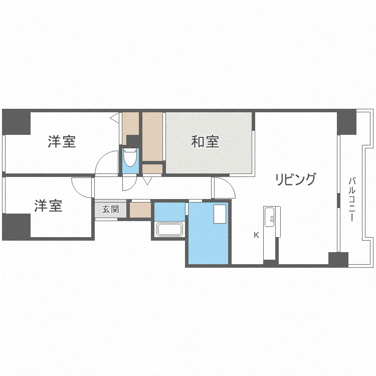 ベルフラワー八軒(3LDK/11階)の間取り写真