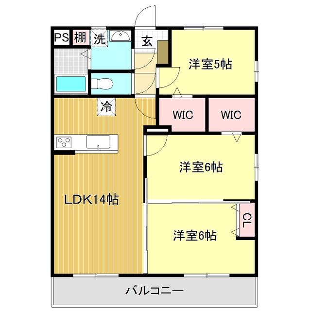 マリベールグラン(3LDK/3階)の間取り写真