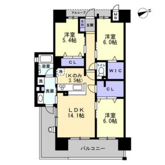 アルファステイツ青江II(3LDK/8階)の間取り写真