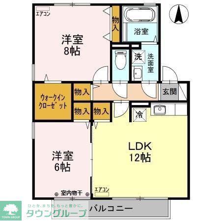 タウンスクエア(2LDK/2階)の間取り写真