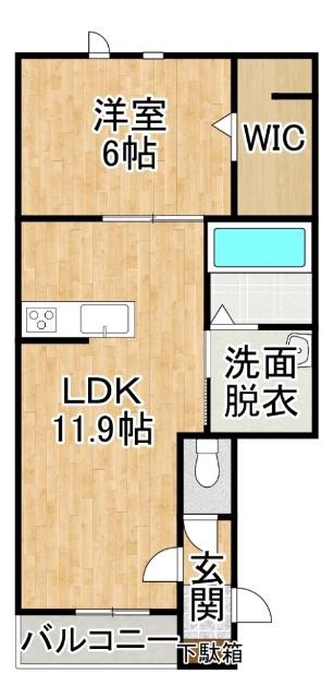 イースト GARDEN(1LDK/2階)の間取り写真