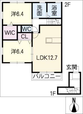 エルメゾン A(2LDK/2階)の間取り写真