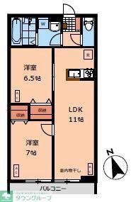 CASA ROSETO(2LDK/1階)の間取り写真