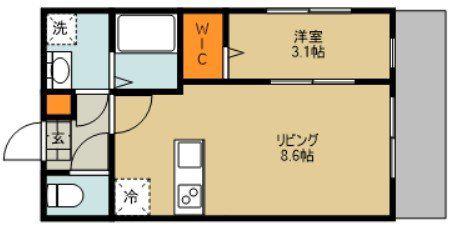 BEST STAGE 見沼区(1LDK/2階)の間取り写真