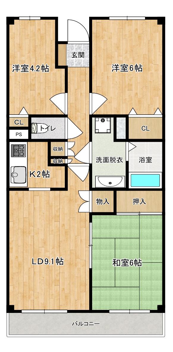 ロイヤル・レザン(3LDK/12階)の間取り写真