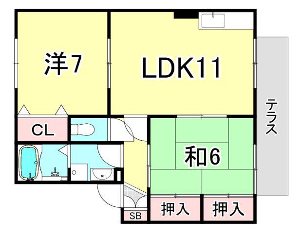 グレース能登(2LDK/1階)の間取り写真