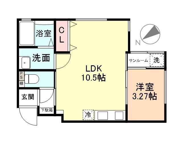 NCOLOR.05(1LDK/2階)の間取り写真