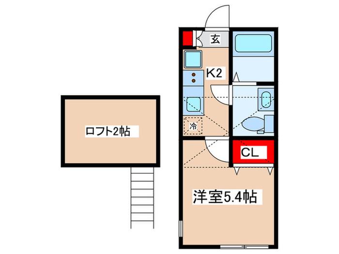 LAVIEESTBELLE横浜白楽(1K/2階)の間取り写真