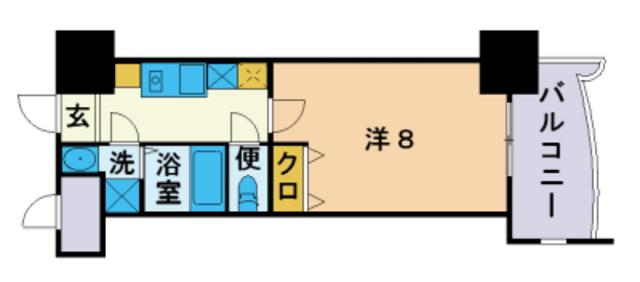 ロイヤル博多駅前(1K/13階)の間取り写真