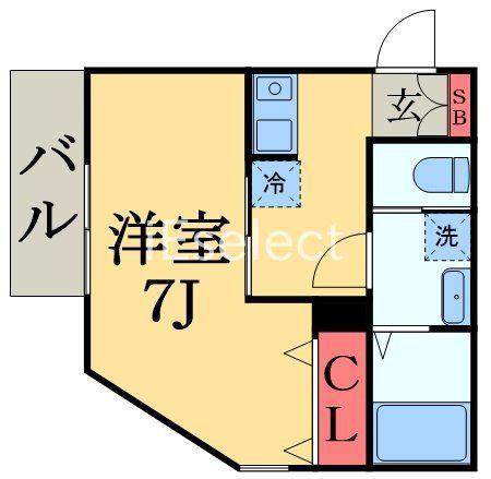 グラウハウム(1K/2階)の間取り写真