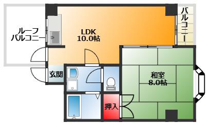 大桐ハイツ(1LDK/4階)の間取り写真