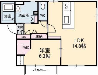 アンシャンテ(1LDK/1階)の間取り写真