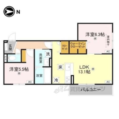 RETOLIA小綱(2LDK/3階)の間取り写真
