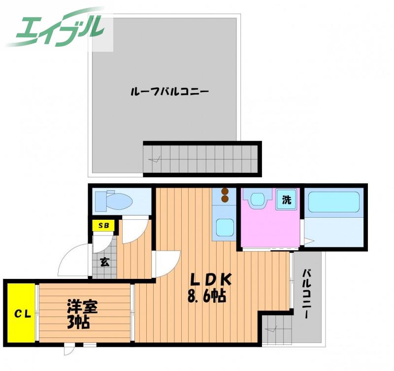 GRANDTIC 下中野(1LDK/2階)の間取り写真
