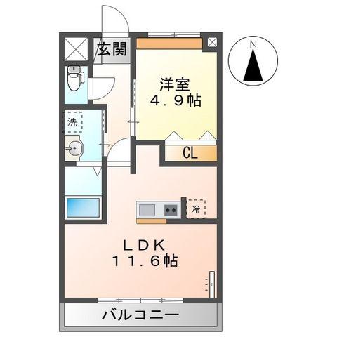 みや・らいふ すぺーす(1LDK/2階)の間取り写真