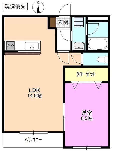 ゼファー(1LDK/2階)の間取り写真
