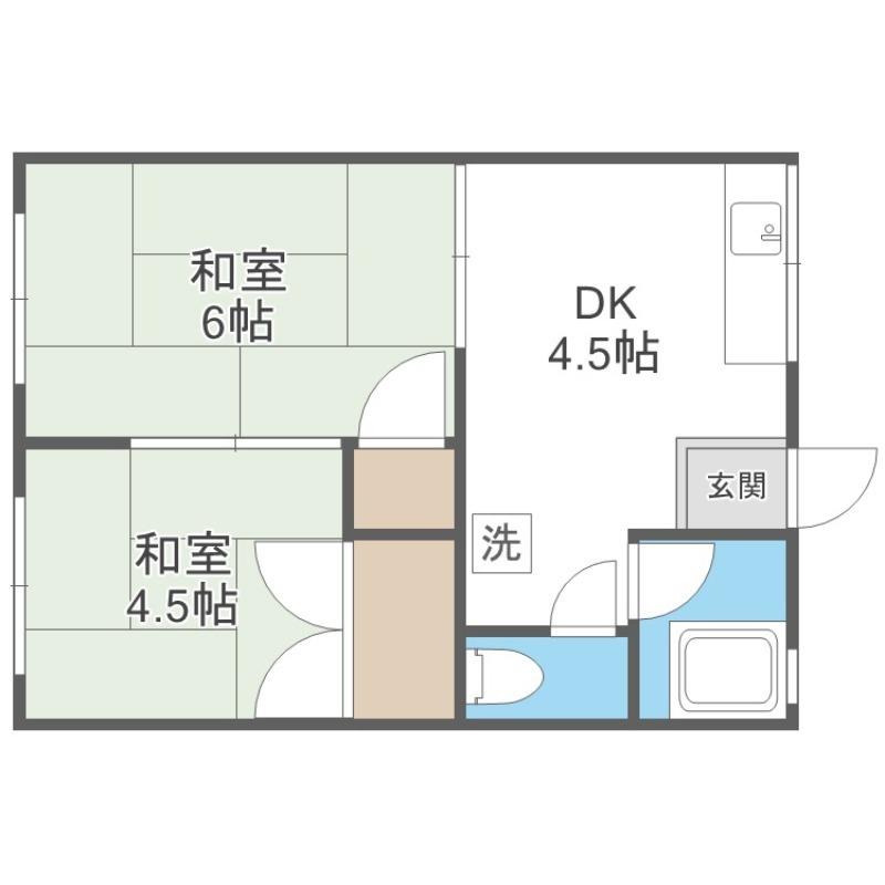 コーポ上屋敷(2DK/1階)の間取り写真