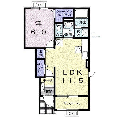 イズミティヒルズONE(1LDK/1階)の間取り写真