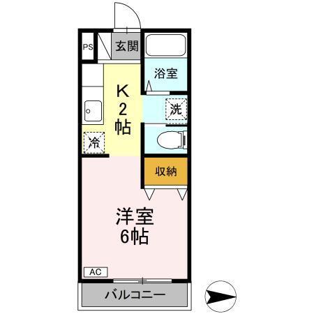 ハーミテージ(1K/2階)の間取り写真