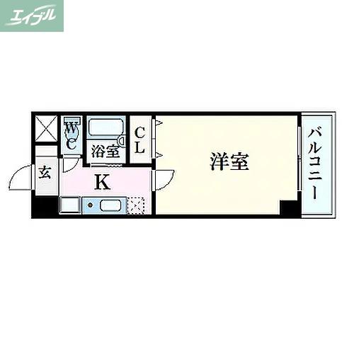 ローレル富町(1K/4階)の間取り写真