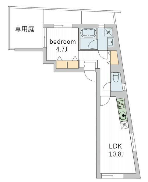 GRANDUO目黒洗足(1LDK/1階)の間取り写真