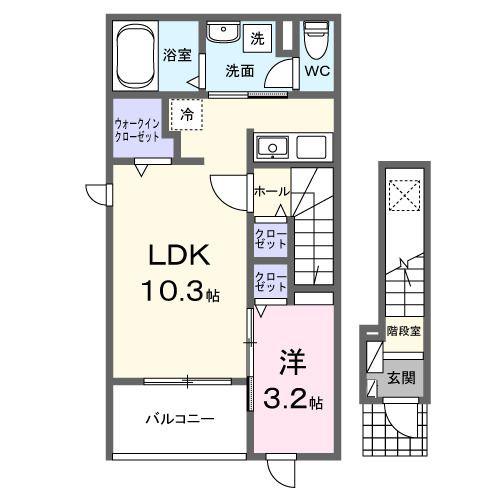 エチュード(1LDK/2階)の間取り写真