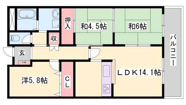 AG MEGAたつの(3LDK/3階)の間取り写真