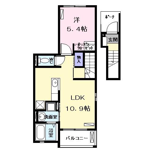 ブリッサ港西II (1LDK/2階)の間取り写真