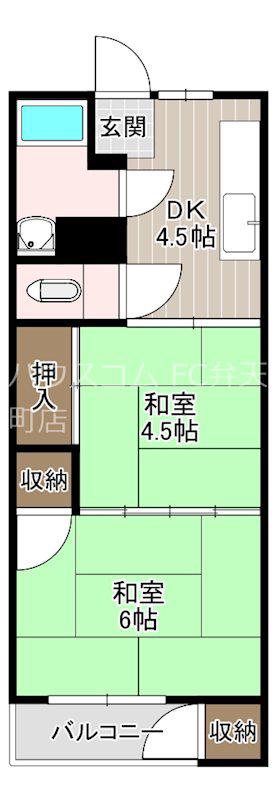 地下鉄中央線 朝潮橋駅 徒歩5分 5階建 築58年(2K/2階)の間取り写真