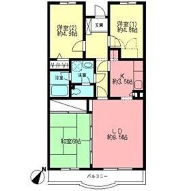 ソシア東橋本(3LDK/3階)の間取り写真