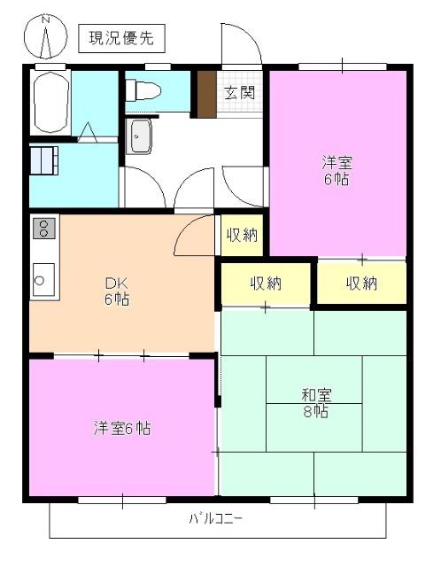 サンフラワー(3DK/2階)の間取り写真