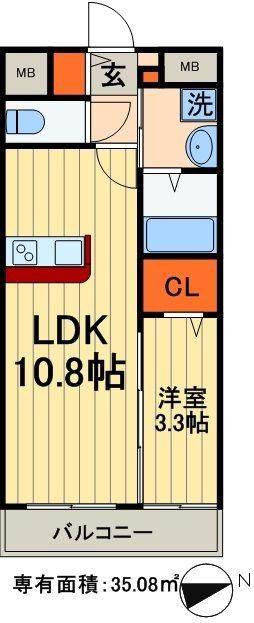 プライムアーバン千駄木(1LDK/5階)の間取り写真
