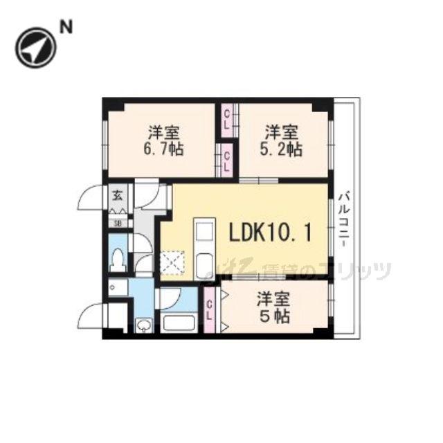 プロスパー正雀本町(3LDK/4階)の間取り写真