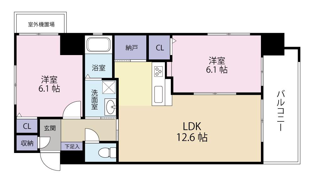 ニューアンジュ(2LDK/5階)の間取り写真