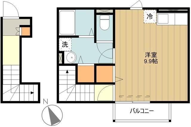グリーンヒル北八(ワンルーム/2階)の間取り写真