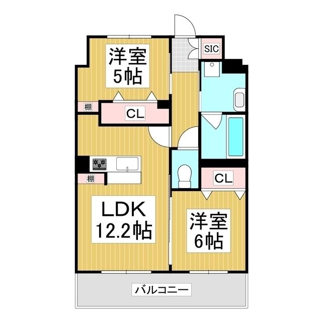 コンフォーティア広丘吉田III A棟(2LDK/8階)の間取り写真