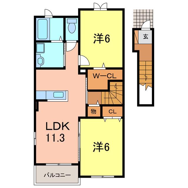 エンポリウム寿々木(2LDK/2階)の間取り写真